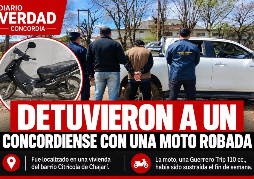 Detuvieron a un concordiense en Chajarí con una moto robada durante el fin de semana