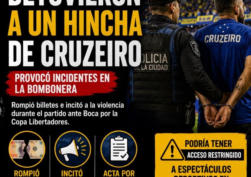 Detuvieron a un hincha de Cruzeiro por provocar incidentes en La Bombonera