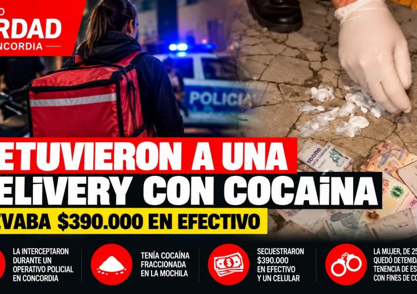 Detuvieron a una delivery con cocaína durante un operativo policial en Concordia