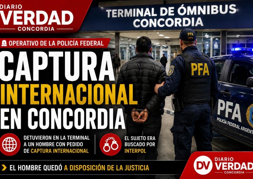 DETUVIERON EN LA TERMINAL DE CONCORDIA A UN HOMBRE CON PEDIDO DE CAPTURA INTERNACIONAL