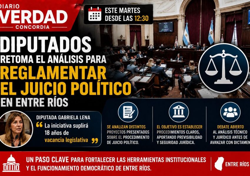 DIPUTADOS RETOMA EL DEBATE PARA REGLAMENTAR EL JUICIO POLÍTICO EN ENTRE RÍOS