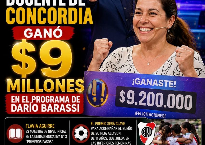 Docente de Concordia ganó más de 9 millones de pesos en el programa de Darío Barassi