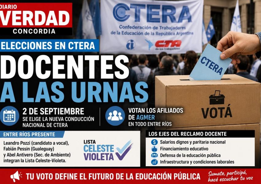Docentes entrerrianos, a las urnas: el 2 de septiembre se elige la nueva conducción de CTERA