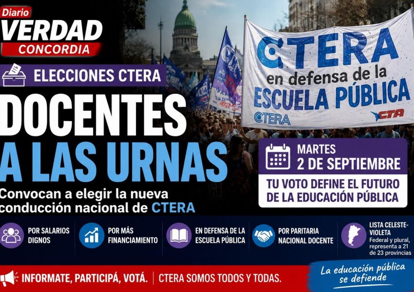 Docentes entrerrianos votarán la nueva conducción de CTERA: quiénes podrán participar y cuándo será la elección