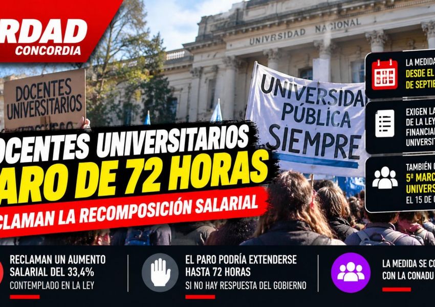 Docentes universitarios anunciaron un paro de hasta 72 horas por reclamos salariales