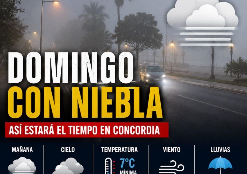 Domingo fresco y con niebla en Concordia: así estará el tiempo este 31 de mayo