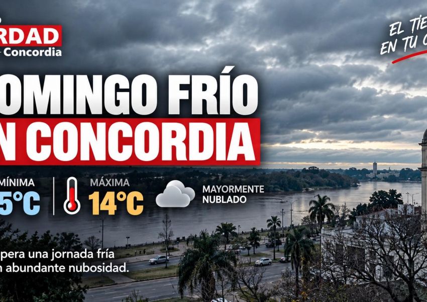 Domingo frío y con muchas nubes en Concordia: la mínima bajará hasta los 5°C