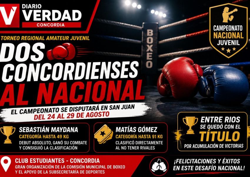 Dos boxeadores de Concordia clasificaron al Nacional Juvenil que se disputará en San Juan