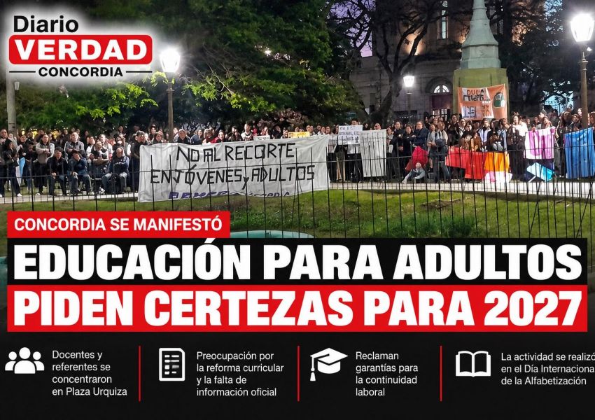 Educación para adultos: hubo una manifestación en Concordia y crece la incertidumbre por los cambios previstos para 2027