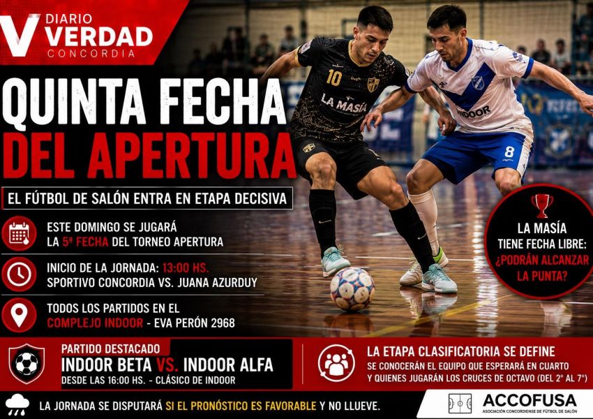 El Fútbol de Salón entra en etapa decisiva con la disputa de la quinta fecha del Apertura