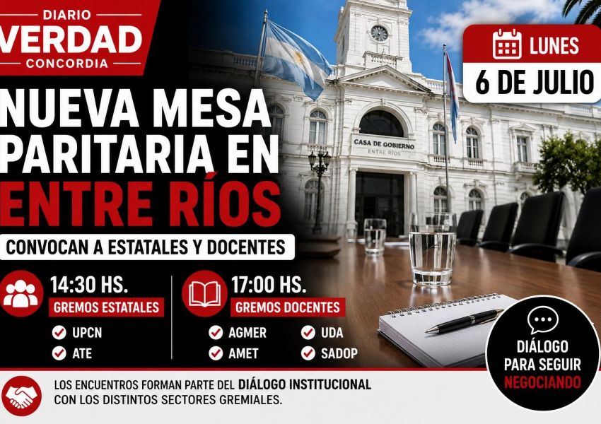 El Gobierno de Entre Ríos convocó a estatales y docentes a una nueva mesa paritaria