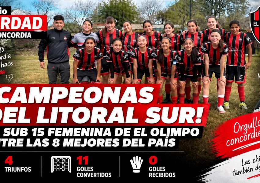 El Olimpo hizo historia: la Sub 15 femenina ganó la Región Litoral Sur y está entre las ocho mejores del país