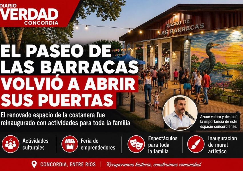 El Paseo de Las Barracas reabrió renovado y vuelve a ser un punto de encuentro en Concordia