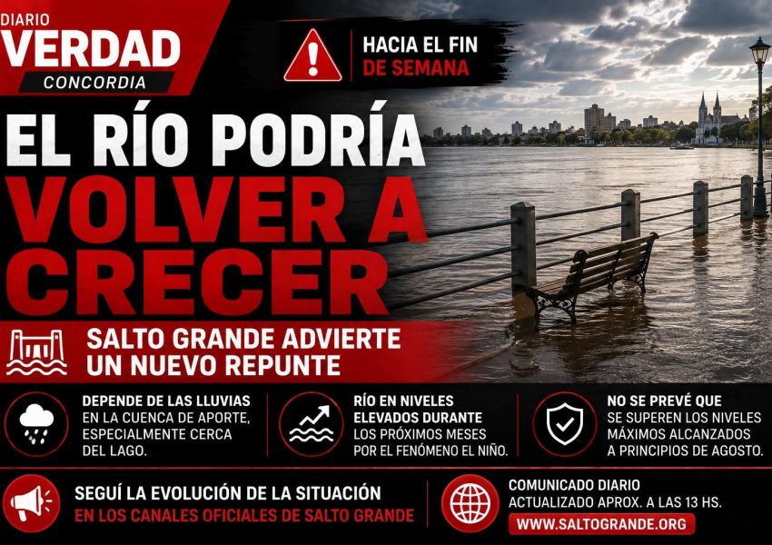 El río Uruguay podría volver a crecer: Salto Grande anticipa un nuevo repunte hacia el fin de semana