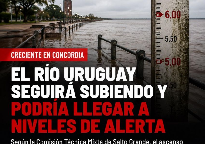El río Uruguay seguirá creciendo y podría alcanzar niveles de alerta en Concordia