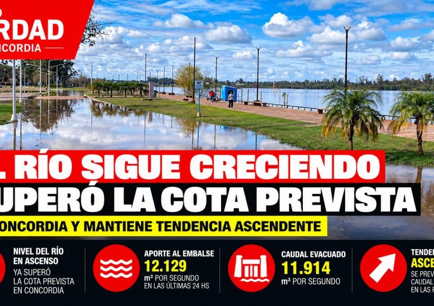 ???? El río Uruguay superó la cota prevista en Concordia y continuará creciendo