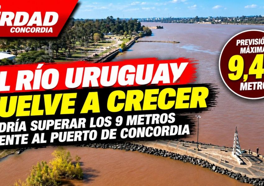 El río Uruguay vuelve a crecer y podría superar los 9 metros frente al puerto de Concordia