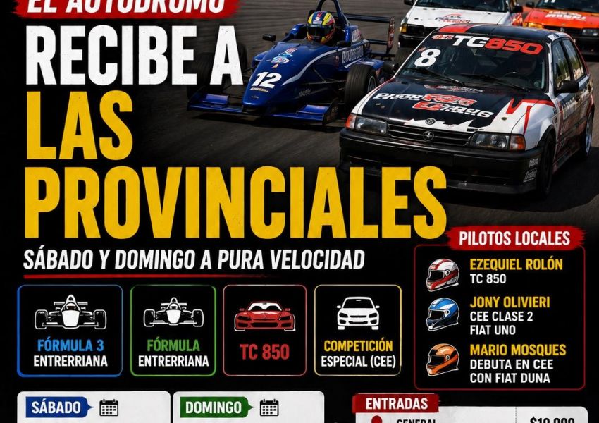 El rugido de los motores vuelve a Concordia: el autódromo recibe a las provinciales