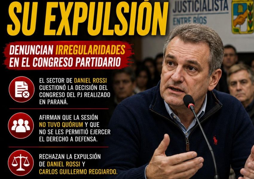 El sector de Daniel Rossi denunció irregularidades y rechazó su expulsión del PJ entrerriano