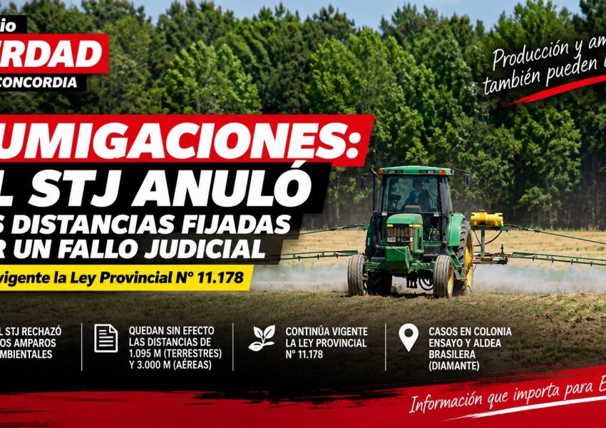 El STJ anuló el fallo que ampliaba las distancias para fumigaciones en Entre Ríos