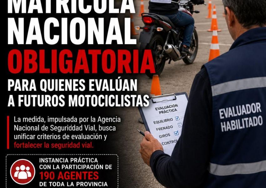 Entre Ríos implementa la matrícula nacional obligatoria para quienes evalúan a futuros motociclistas