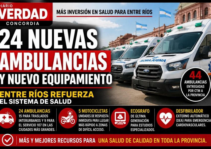 Entre Ríos incorporó 24 ambulancias y nuevo equipamiento para fortalecer el sistema de salud