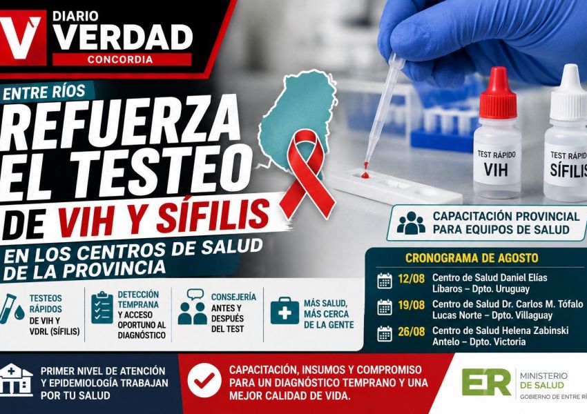 Entre Ríos refuerza el diagnóstico temprano de VIH y sífilis en centros de salud