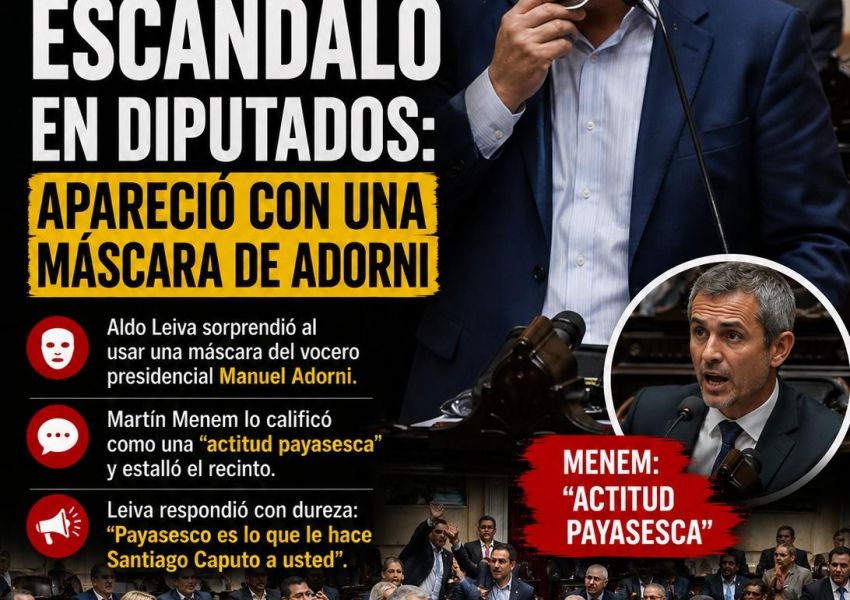 Escándalo en Diputados: apareció con una máscara de Adorni y estalló el recinto