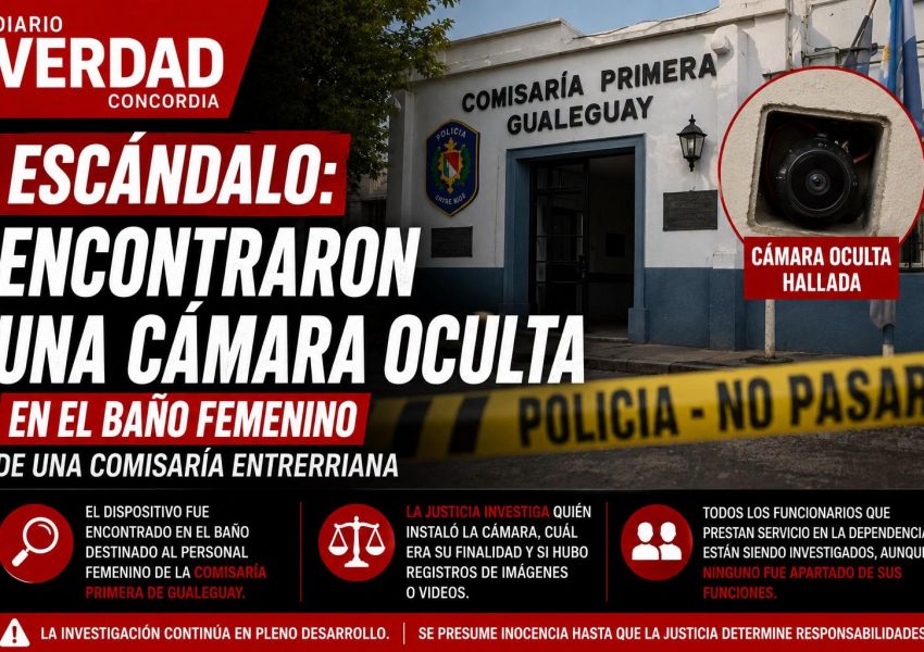 Escándalo en una comisaría entrerriana: investigan el hallazgo de una cámara oculta en el baño femenino