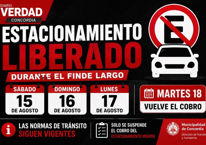 Estacionamiento Medido liberado en Concordia: desde cuándo se podrá estacionar sin pagar