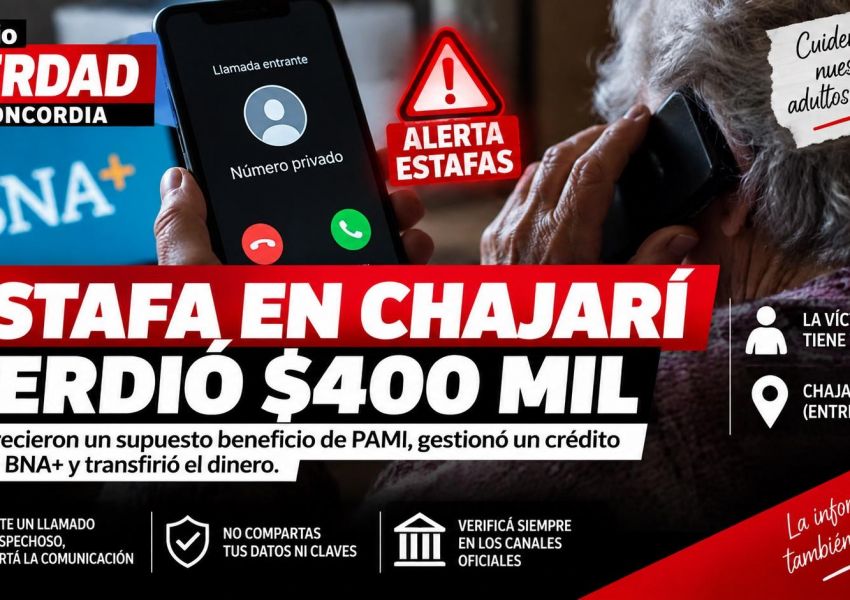 Estafa en Chajarí: le ofrecieron un supuesto beneficio de PAMI y terminó transfiriendo $400 mil
