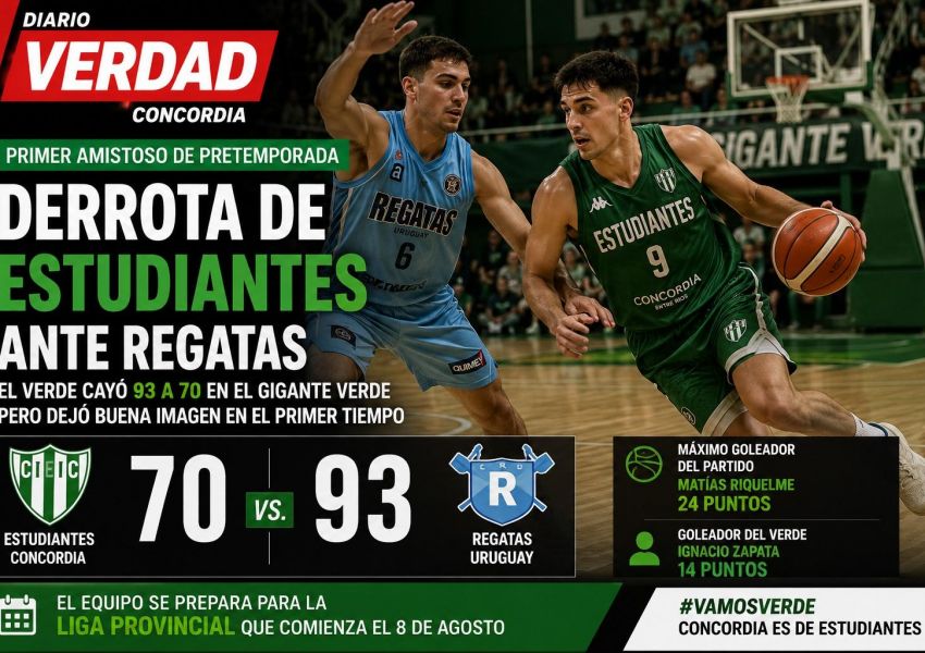 Estudiantes cayó ante Regatas Uruguay en su primer amistoso de pretemporada