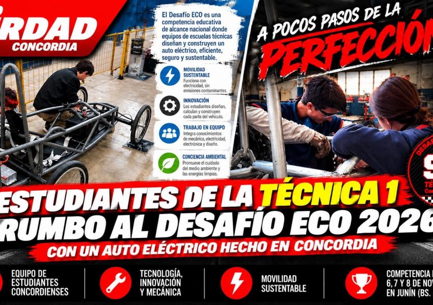 Estudiantes de la Tecnica N.º 1 representarán a Concordia en el Desafío ECO 2026 con un auto eléctrico