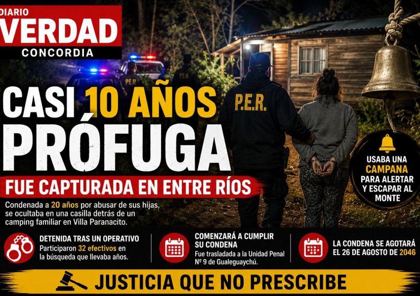 Estuvo casi 10 años prófuga: detuvieron en Entre Ríos a una mujer condenada a 20 años por abusos contra sus hijas