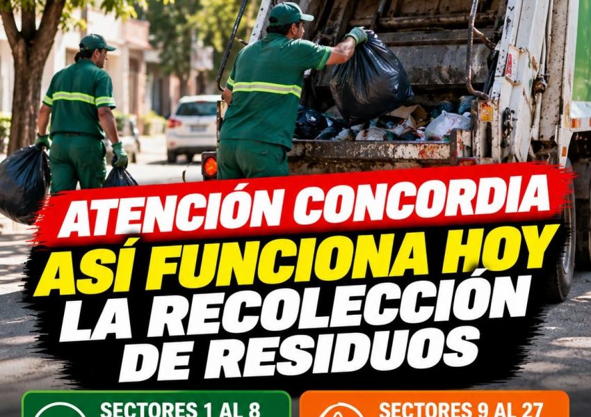 Feriado en Entre Ríos: así será la recolección de residuos en Concordia este martes