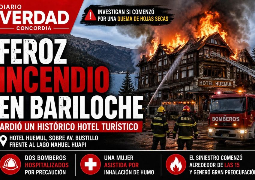 FEROZ INCENDIO EN UN HISTÓRICO HOTEL DE BARILOCHE: INVESTIGAN SI COMENZÓ POR UNA QUEMA DE HOJAS