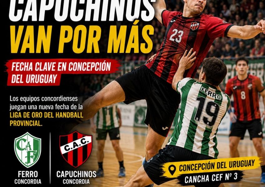 Ferro y Capuchinos viajan a Concepción del Uruguay para una fecha clave del handball entrerriano