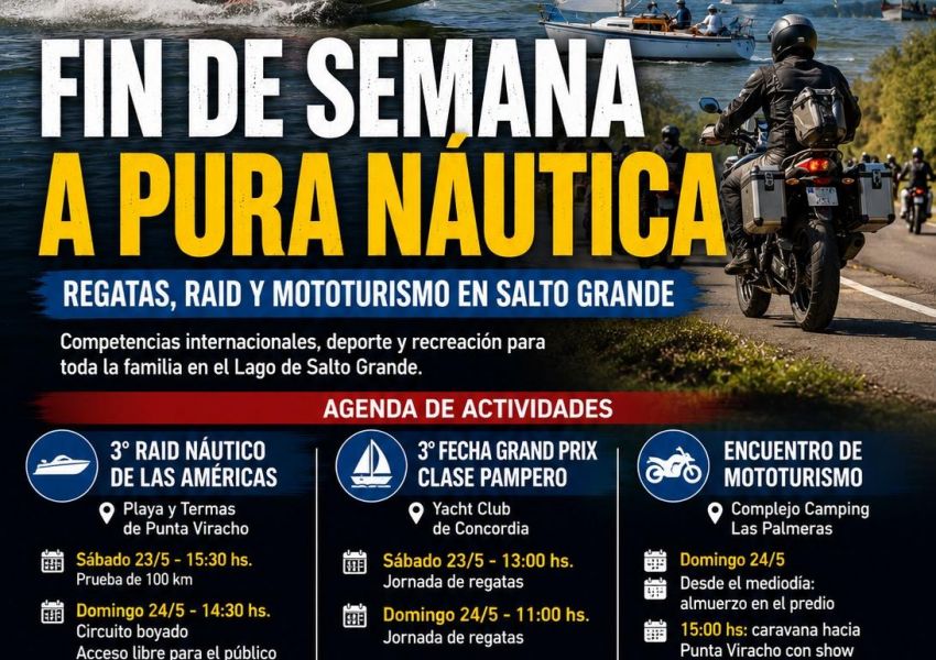 Fin de semana a pura náutica en Salto Grande: regatas, lanchas y mototurismo en Concordia