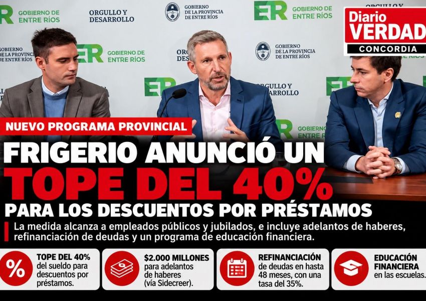Frigerio anunció un tope del 40% para los descuentos por préstamos a empleados públicos y jubilados