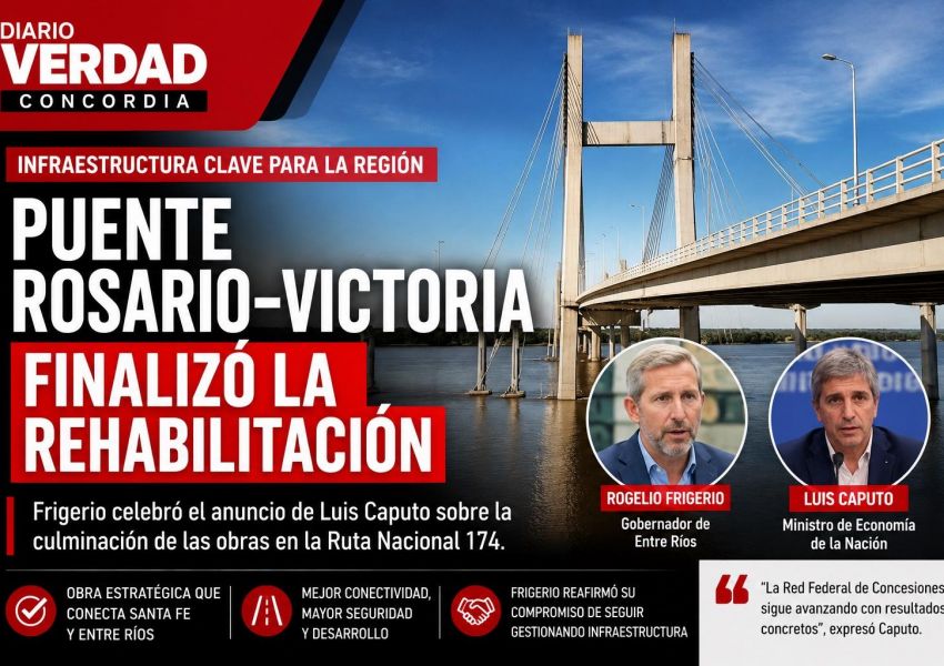 Frigerio celebró la finalización de las obras en el puente Rosario-Victoria tras el anuncio de Caputo