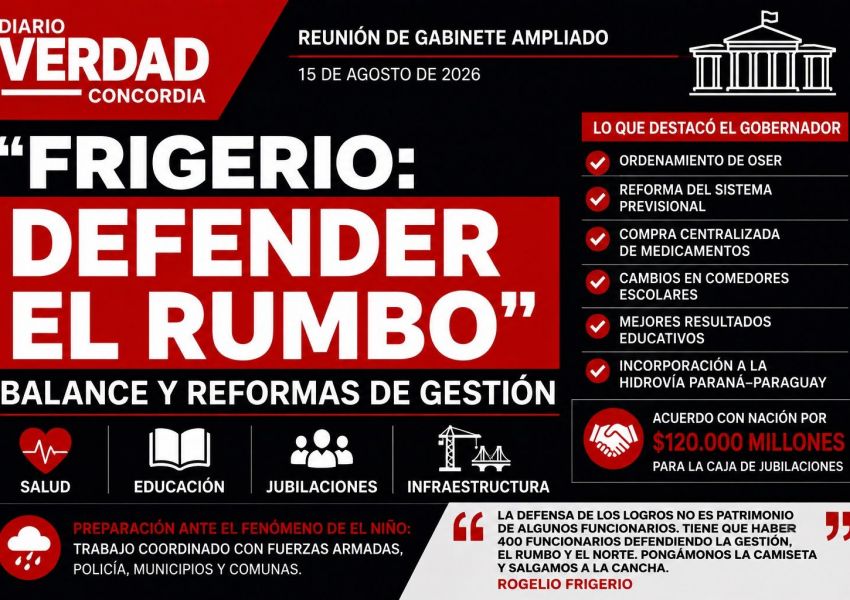 Frigerio pidió a sus funcionarios “defender el rumbo” y reivindicó las reformas de su gestión