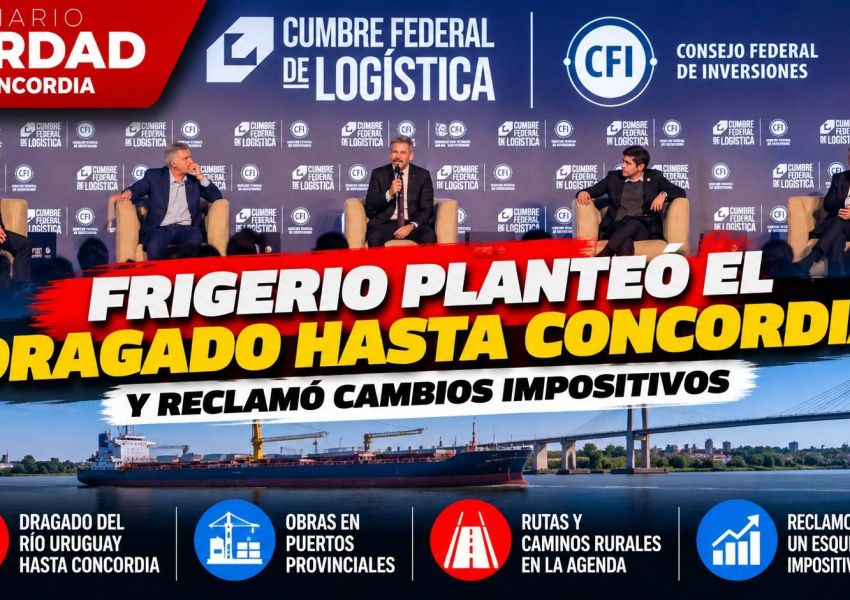 Frigerio pidió cambios impositivos y volvió a plantear el dragado del río Uruguay hasta Concordia
