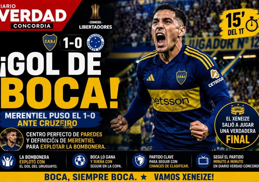 ¡Gol de Merentiel y explota la Bombonera! Boca golpeó primero ante Cruzeiro