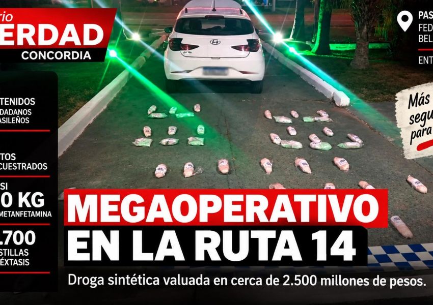 Golpe a la droga en la Ruta 14: seis detenidos y casi 40 kilos de sustancias sintéticas secuestradas