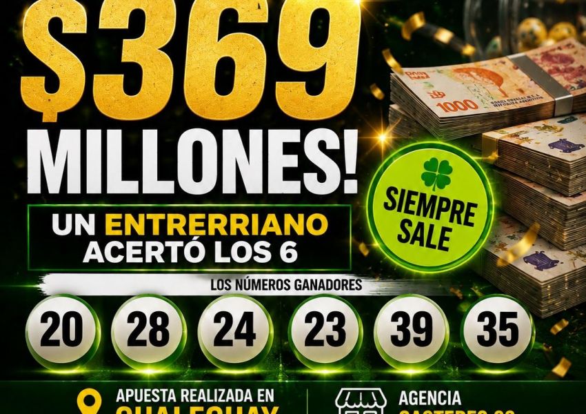 Golpe de suerte en Entre Ríos: un apostador ganó más de $369 millones en el Quini 6