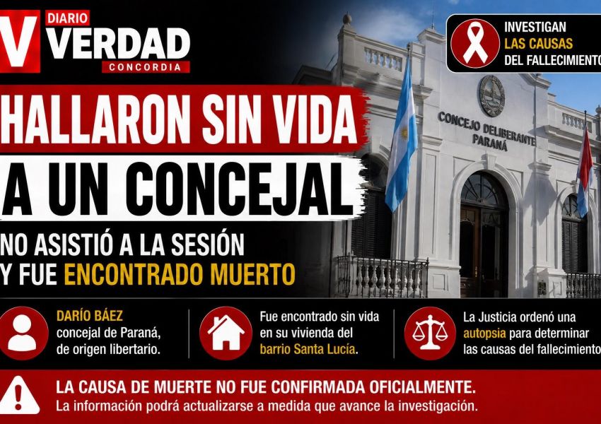 Hallaron sin vida a un concejal de Paraná tras su ausencia en la sesión del Concejo Deliberante