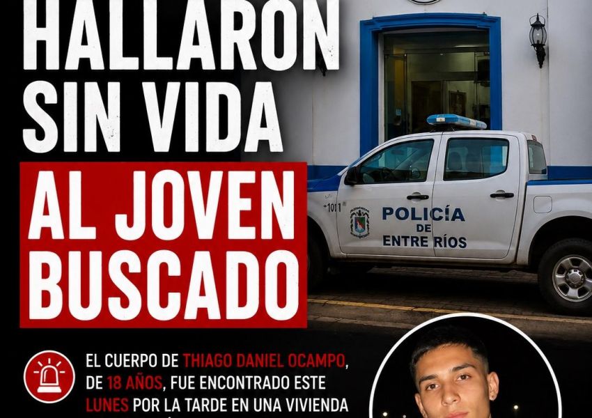 Hallaron sin vida al joven que era intensamente buscado en Federación