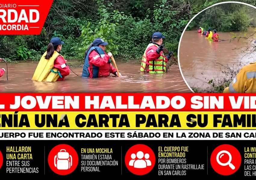 Hallaron una carta entre las pertenencias del joven encontrado sin vida en el río Uruguay