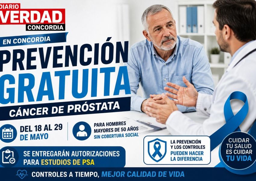 Impulsan en Concordia una campaña gratuita para prevenir el cáncer de próstata