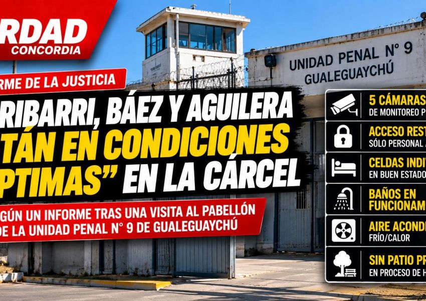 Informe judicial: aseguran que Urribarri, Báez y Aguilera están en condiciones “óptimas” de alojamiento en la Unidad Penal N° 9